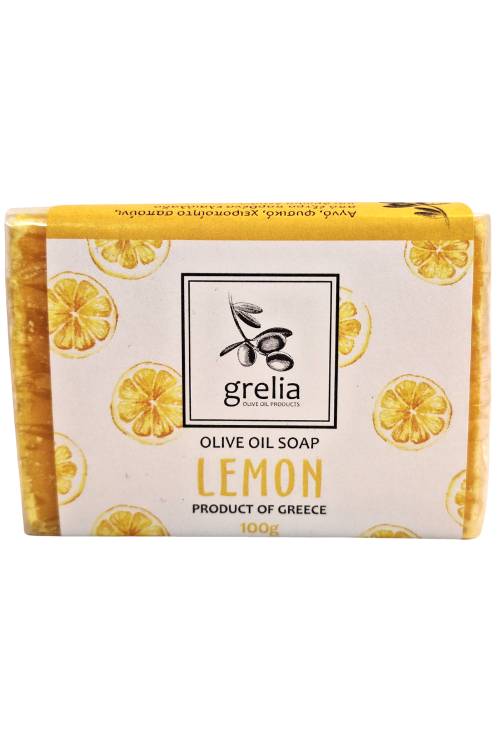 Greckie mydło oliwkowe Grelia cytrynowe 100 g w kostce
