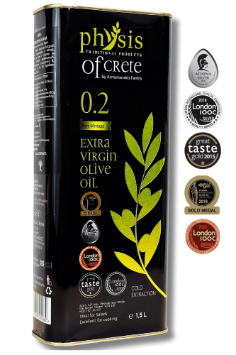 Oliwa z oliwek Extra Virgin Physis of Crete 0,2% 1,5 l w puszce z Krety