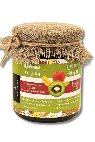 Grecki dżem Grelia Kiwi Jabłko Banan 300 g w szklanym słoiku