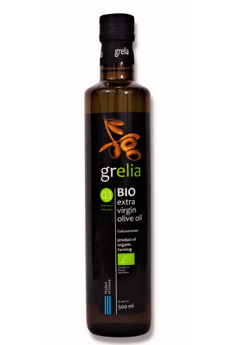 Oliwa z oliwek Extra Virgin GRELIA BIO 0,3% 500 ml w butelce – grecka oliwa ekologiczna z Krety