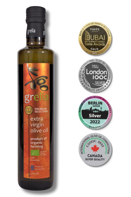 Grecka oliwa z oliwek Extra Virgin BIO Premium 0,2% 500 ml Grelia w butelce