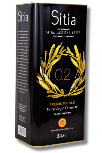 Grecka oliwa z oliwek Extra Virgin Sitia 0,2% 5 litrów w metalowej puszce