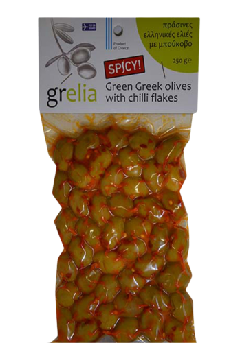 Zielone oliwki z chili niedrylowane Grelia 250 g