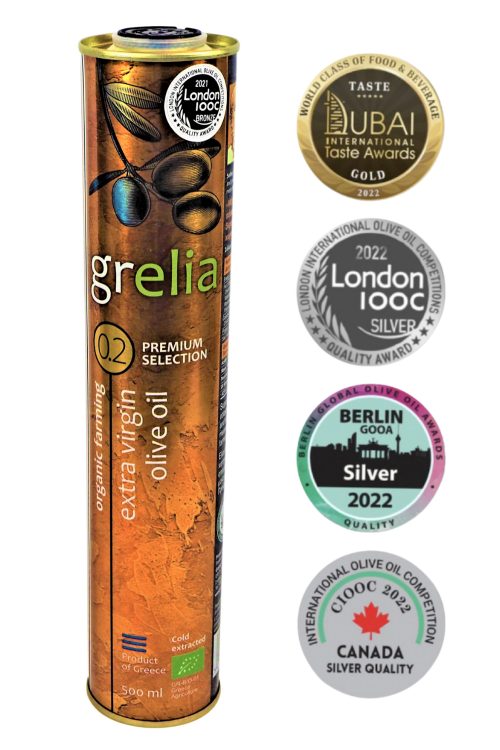 Grecka oliwa z oliwek Extra Virgin BIO Premium 0,2% 500 ml Grelia w puszce