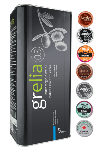 Grecka oliwa z oliwek Extra Virgin Grelia 0,3% 5 l w metalowej puszce
