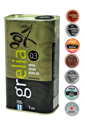 Grecka oliwa z oliwek Extra Virgin Grelia 0,3% 1 l w metalowej puszce