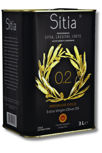Grecka oliwa z oliwek Extra Virgin Sitia 0,2% 3 litry w metalowej puszce