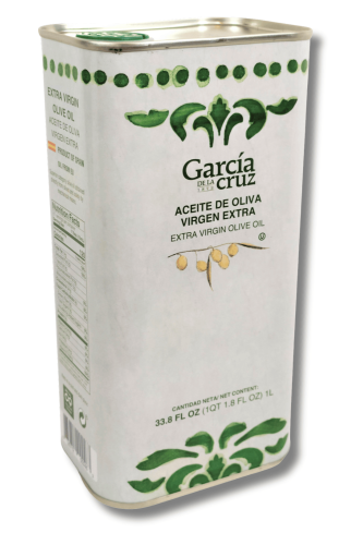 Hiszpańska oliwa z oliwek extra virgin 0,3% 1 L Garcia de la Cruz w puszce z nalewakiem