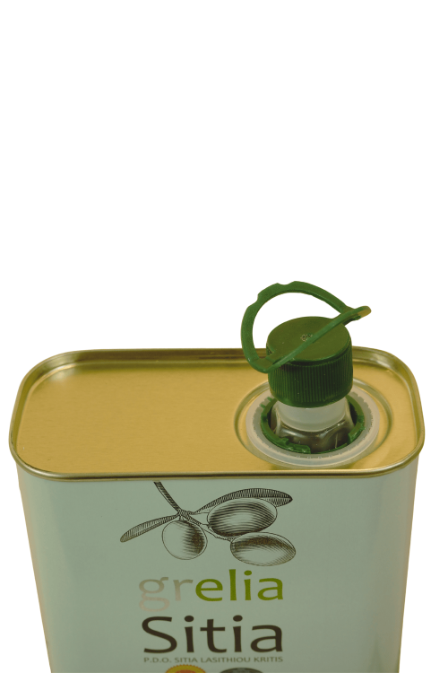 Filtrowana oliwa z oliwek extra virgin Grelia Sitia 0,2% 1 l w puszce z nalewakiem
