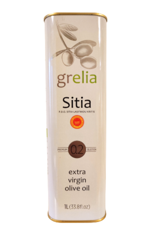 Grecka oliwa z oliwek Extra Virgin Grelia PDO Sitia 0,2% 1 l w puszce