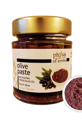 Pasta z czarnych oliwek Kalamata Physis of Crete 135 g w szklanym słoiku