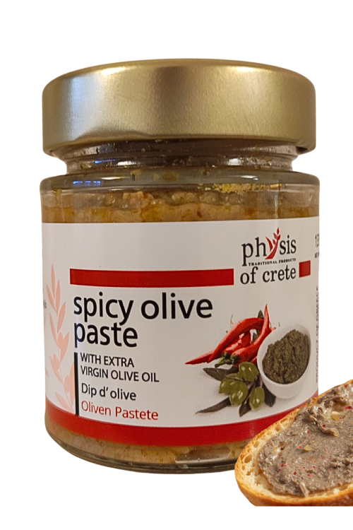 Pikantna tapenada z zielonych oliwek Physis of Crete 135 g w szklanym słoiku