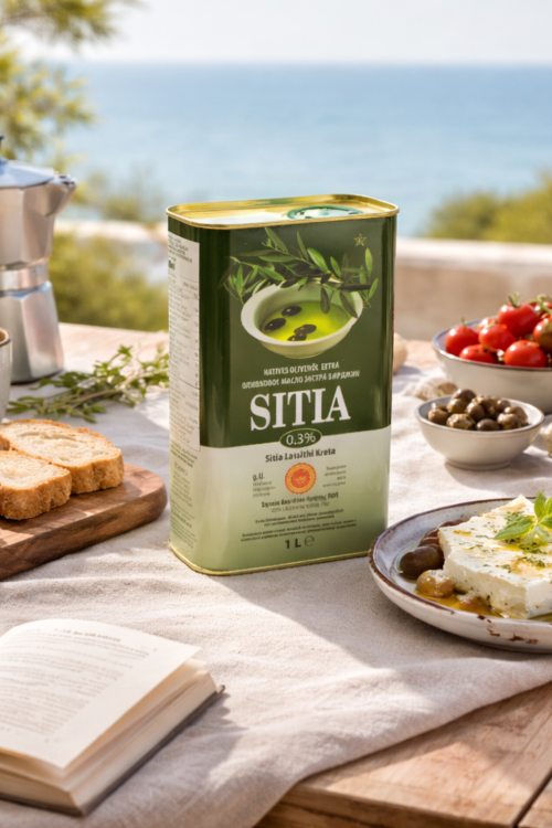 Grecka oliwa z oliwek Extra Virgin Sitia 0,3% 1 l w metalowej puszce