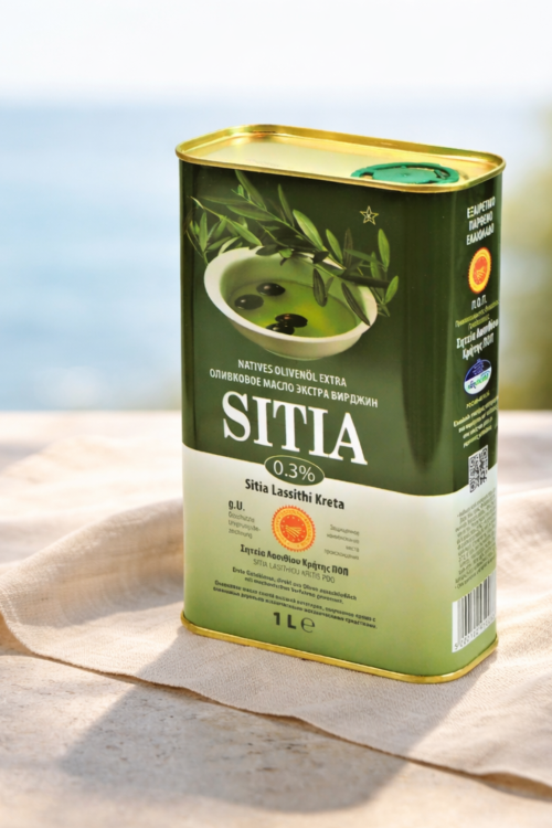 Grecka oliwa z oliwek Sitia 1 l tłoczona na zimno – puszka premium
