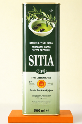 Grecka oliwa z oliwek Extra Virgin Sitia 0,3% 500 ml w metalowej puszce