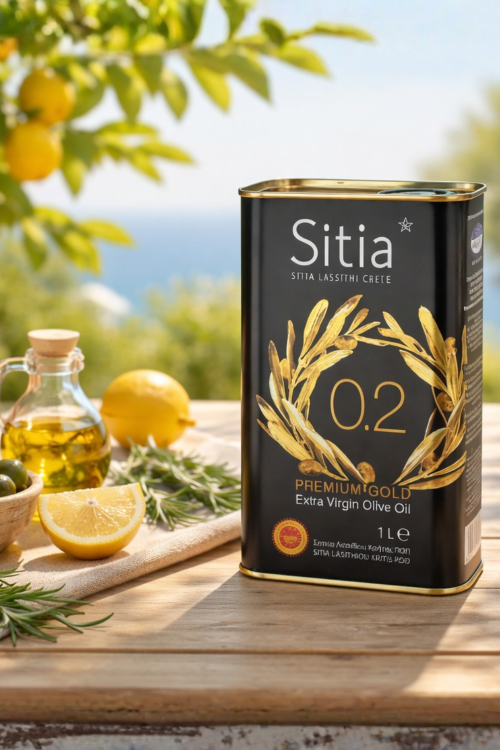 Puszki oliwy z oliwek Extra Virgin Sitia 0,2% 2 x 1 l z Krety