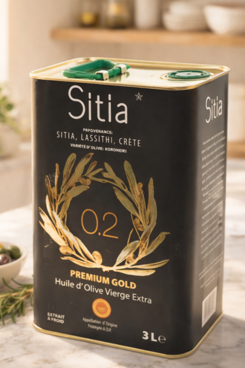 Grecka oliwa z oliwek Sitia 0,2% 3 litry w metalowym opakowaniu