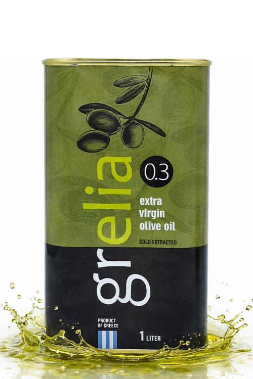 Grecka oliwa Grelia 1 l w puszce extra virgin - widok na front