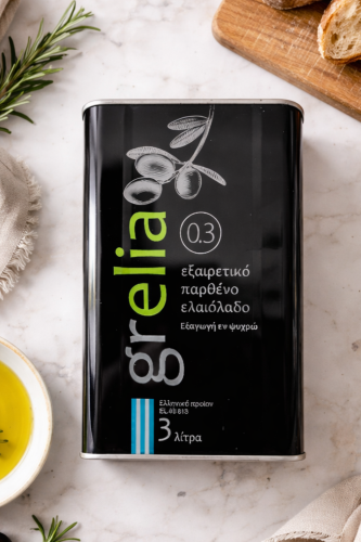 Oliwa Grelia Extra Virgin 0,3% 3 litry z Krety – puszka front
