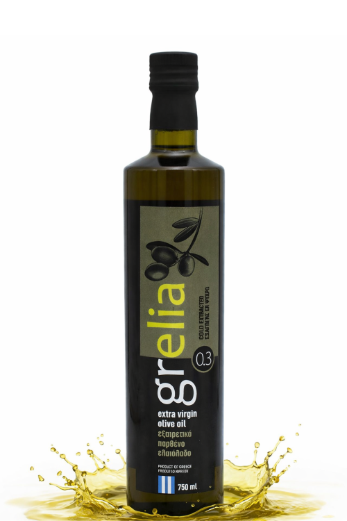 Oliwa Extra Virgin Grelia 750 ml – butelka na jasnym tle