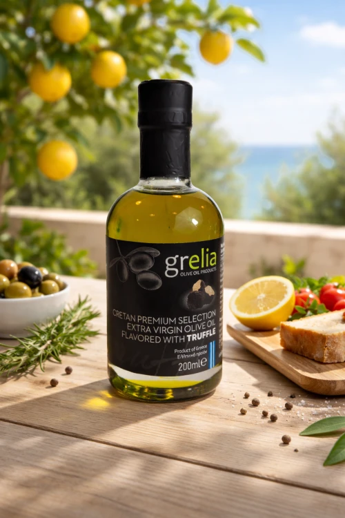 Grecka oliwa truflowa Grelia 200 ml – szklana butelka