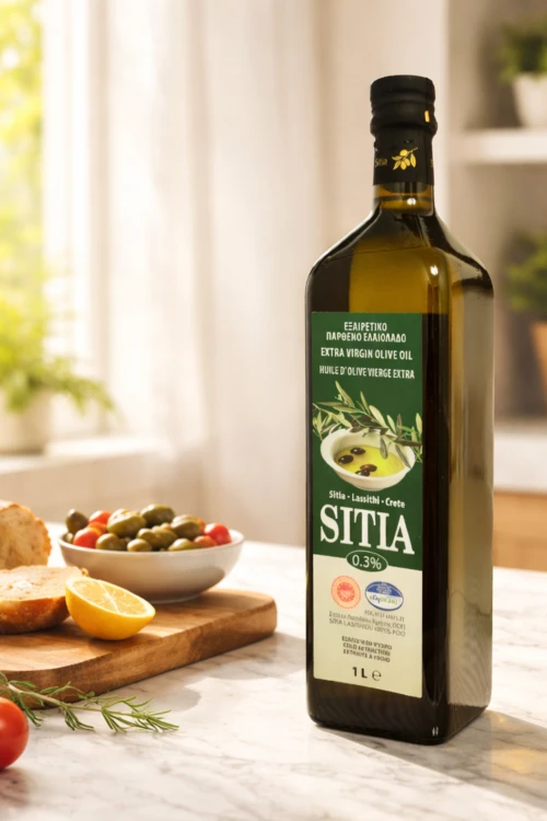 Oliwa z oliwek Extra Virgin Sitia 1 l z Krety – ciemna butelka