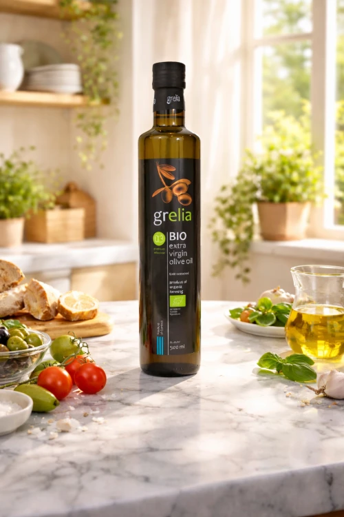 Oliwa z oliwek extra virgin GRELIA BIO 0,3% – butelka 500 ml z Krety