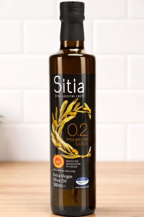 Oliwa z oliwek Extra Virgin Sitia 0,2% 500 ml – front butelki