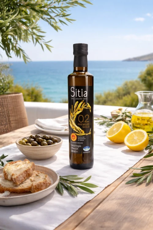 Grecka oliwa z oliwek Sitia 0,2% 500 ml w butelce z Krety