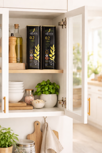 Grecka oliwa Physis of Crete 0,2% zestaw 2 x 500 ml w puszkach - propozycja przechowywania