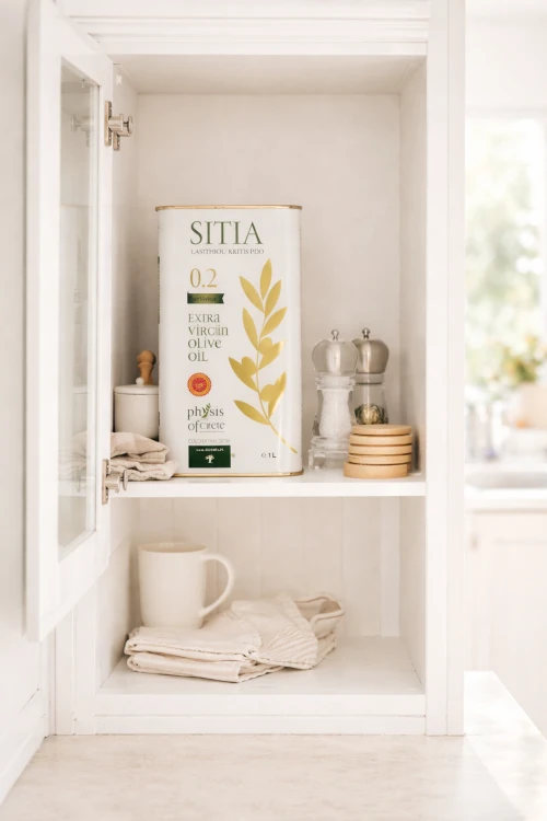 Oliwa z oliwek Koroneiki z regionu Sitia na Krecie puszka 1L