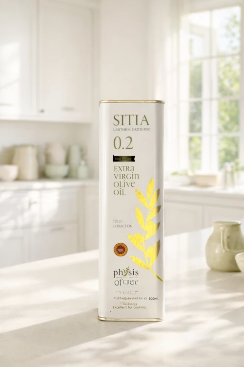 Metalowa puszka oliwy z oliwek extra virgin Sitia 500 ml grecka oliwa premium