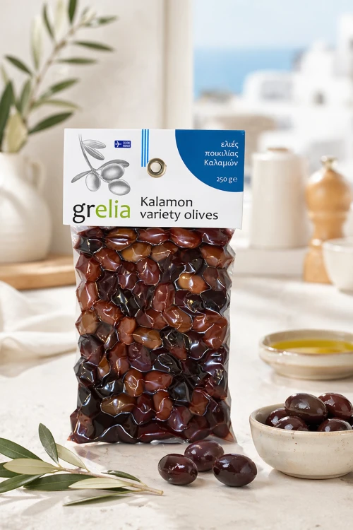 Ciemne oliwki Kalamata z pestką 250 g