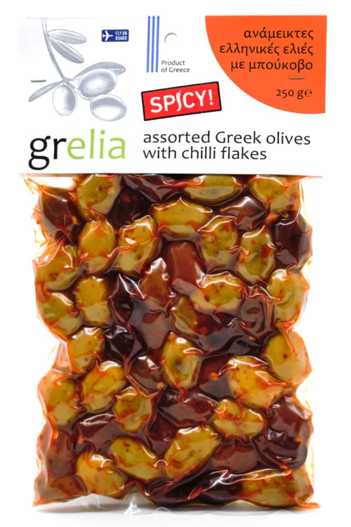 Oliwki mix zielone i ciemne z chili Grelia 250 g