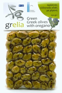 Greckie zielone oliwki z oregano niedrylowane Grelia 250 g