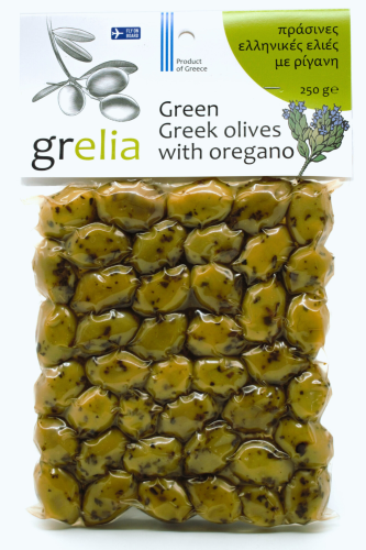 Zielone oliwki z oregano niedrylowane Grelia 250 g