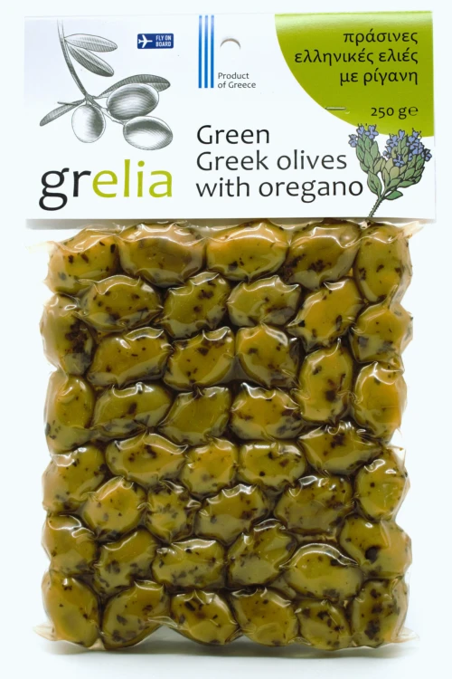Zielone oliwki z oregano niedrylowane Grelia 250 g