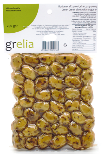 Greckie zielone oliwki z oregano z pestką 250 g