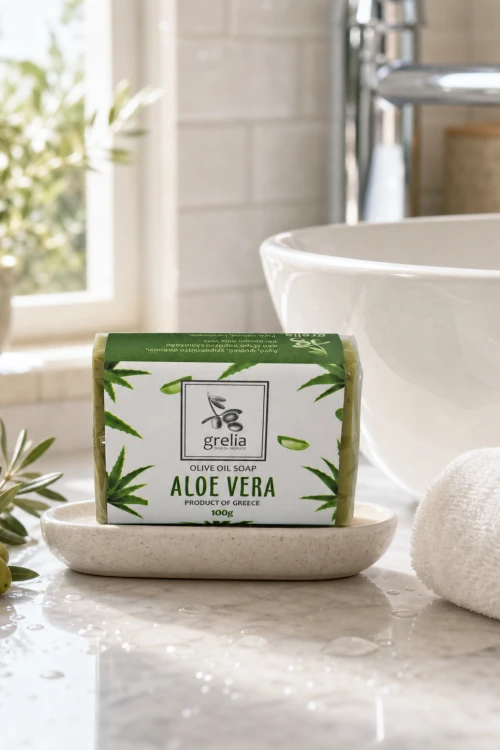 Mydło oliwkowe Grelia Aloe Vera 100 g o zapachu aloesu