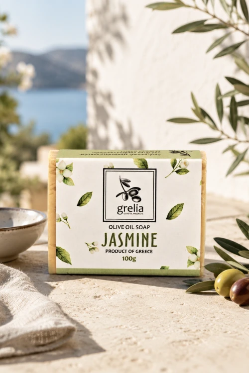Mydło oliwkowe Grelia 100 g o eleganckim zapachu jaśminu