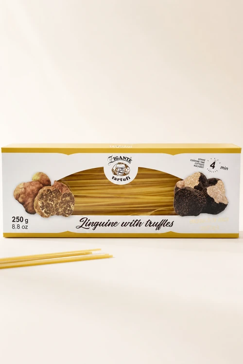 Makaron Linguine z truflami z Chorwacji w kompozycji sprzedażowej