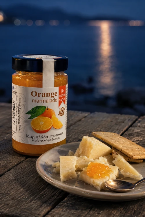 Pomarańczowa marmolada bez dodatku cukru podana na pieczywie