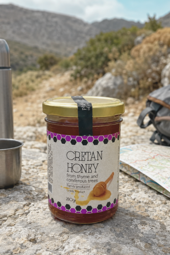 Grecki miód Physis of Crete 280 g z tymianku i drzew iglastych – widok opakowania
