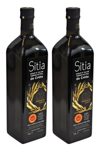 Grecka oliwa z oliwek Extra Virgin Sitia 0,2% zestaw 2 butelek po 1 litr
