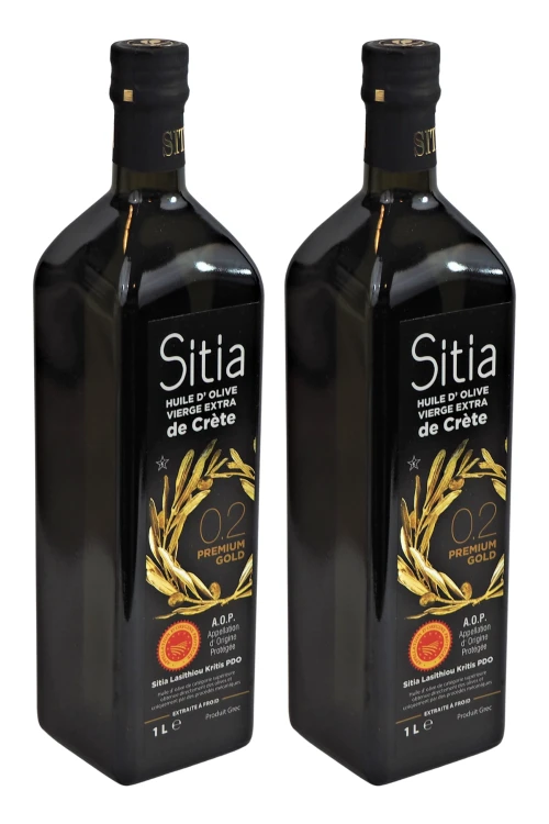 Grecka oliwa z oliwek Extra Virgin Sitia 0,2% zestaw 2 butelek po 1 litr