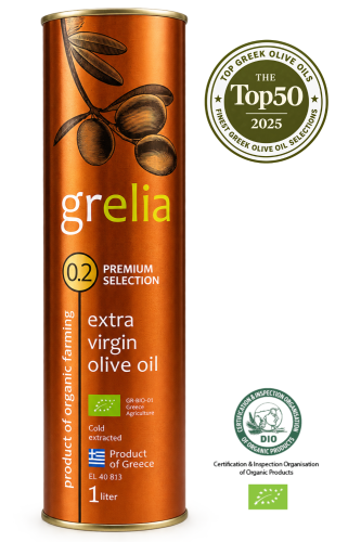 Grecka oliwa z oliwek Extra Virgin BIO Premium 0,2% 1 L Grelia w puszce
